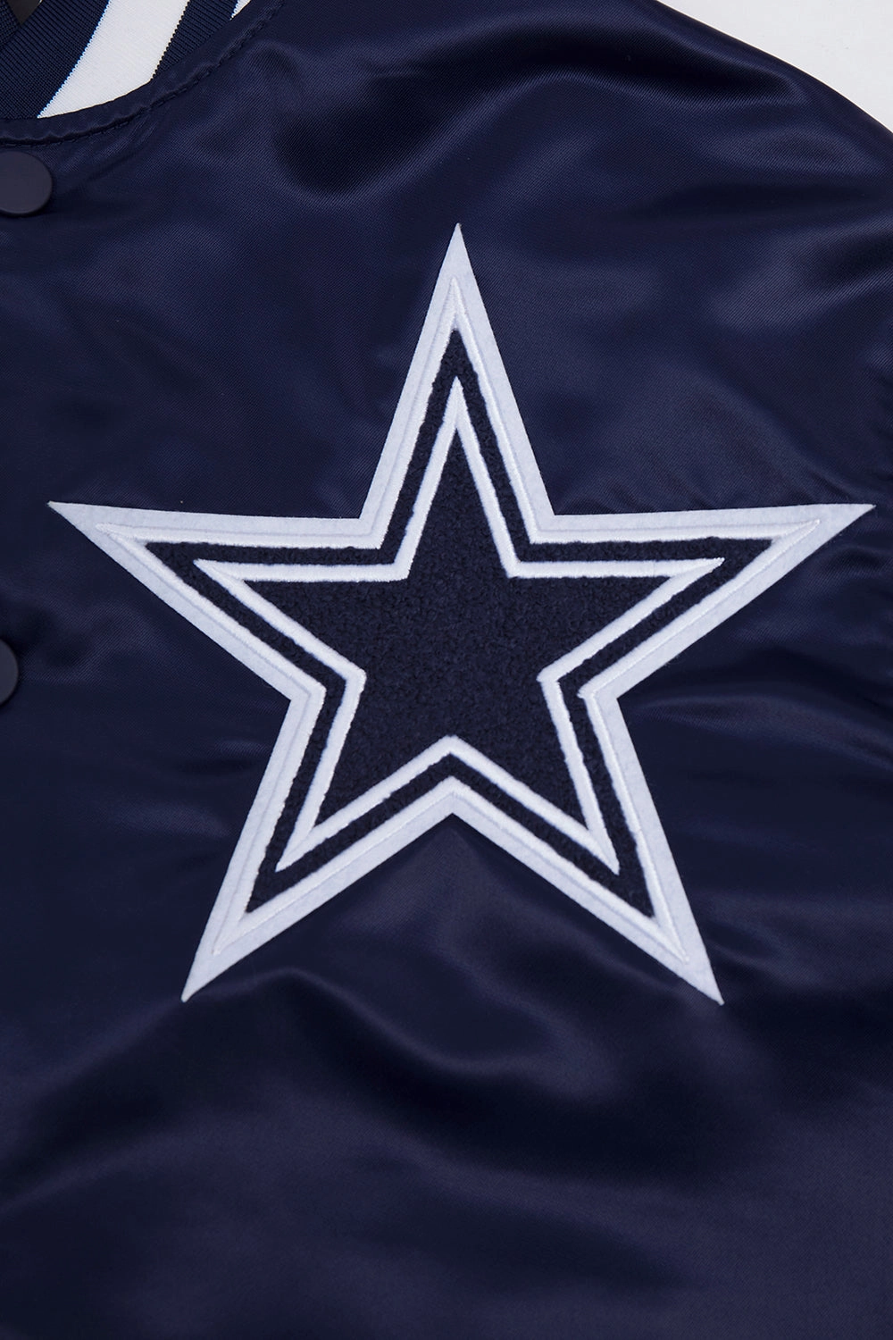 NFL DALLAS COWBOYS MASHUP MEN'S RIB SATIN JACKET (MIDNIGHT NAVY)