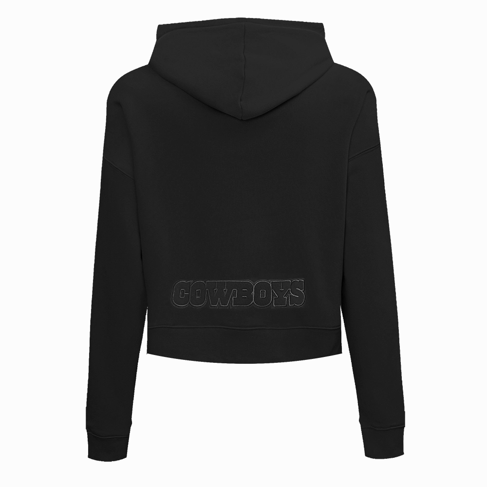 NFL DALLAS COWBOYS NEUTRAL CROPPED WOMEN'S PULLOVER HOODIE (BLACK)