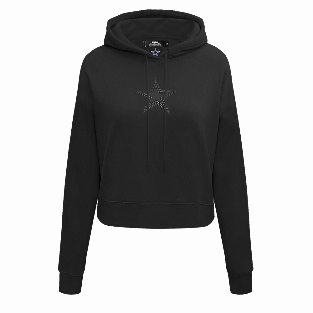 NFL DALLAS COWBOYS NEUTRAL CROPPED WOMEN'S PULLOVER HOODIE (BLACK)