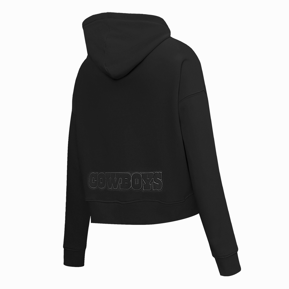 NFL DALLAS COWBOYS NEUTRAL CROPPED WOMEN'S PULLOVER HOODIE (BLACK)
