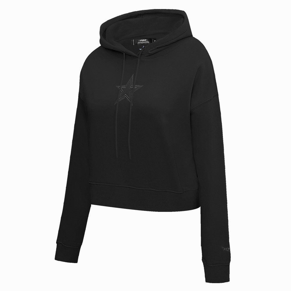 NFL DALLAS COWBOYS NEUTRAL CROPPED WOMEN'S PULLOVER HOODIE (BLACK)