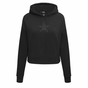 NFL DALLAS COWBOYS NEUTRAL CROPPED WOMEN'S PULLOVER HOODIE (BLACK)