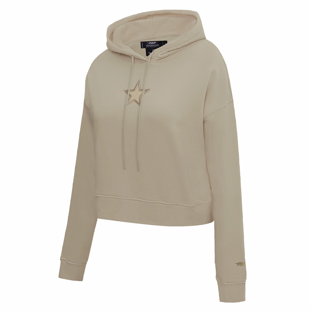 NFL DALLAS COWBOYS NEUTRAL CROPPED WOMEN'S PULLOVER HOODIE (TAUPE)
