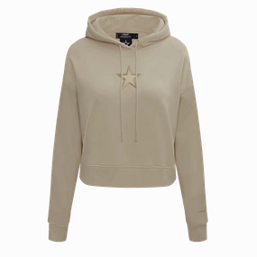 NFL DALLAS COWBOYS NEUTRAL CROPPED WOMEN'S PULLOVER HOODIE (TAUPE)