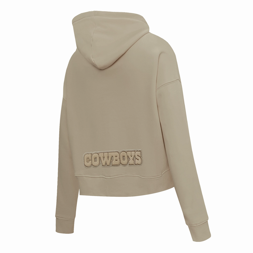 NFL DALLAS COWBOYS NEUTRAL CROPPED WOMEN'S PULLOVER HOODIE (TAUPE)