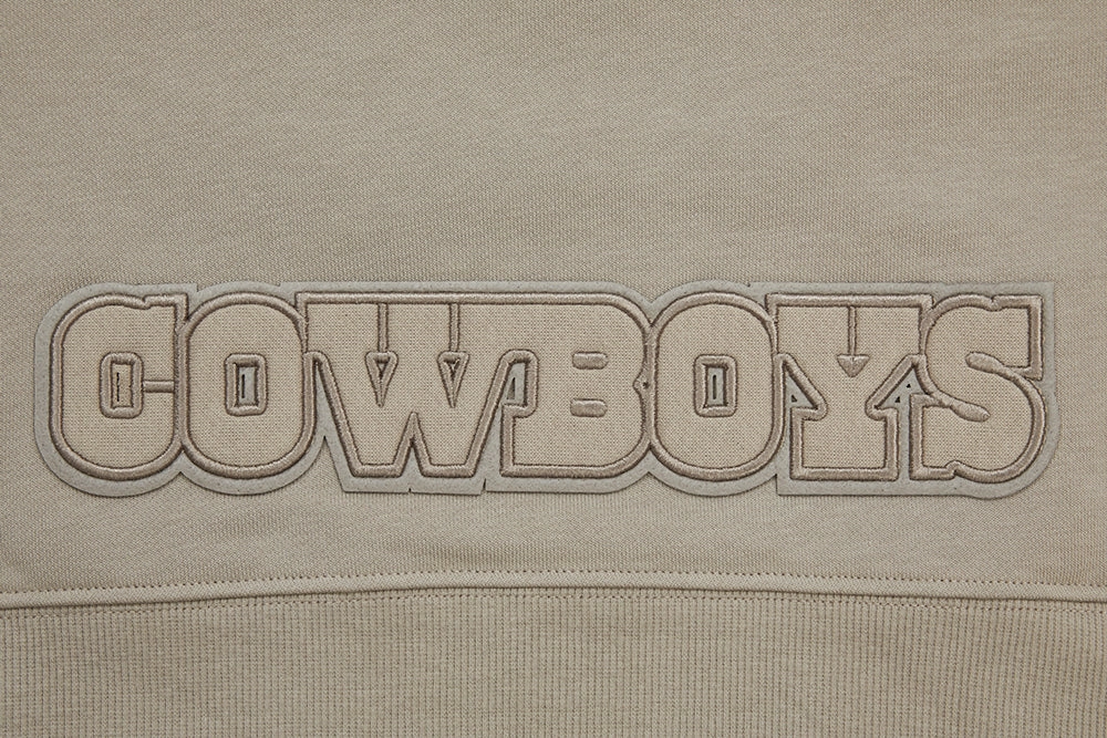 NFL DALLAS COWBOYS NEUTRAL CROPPED WOMEN'S PULLOVER HOODIE (TAUPE)