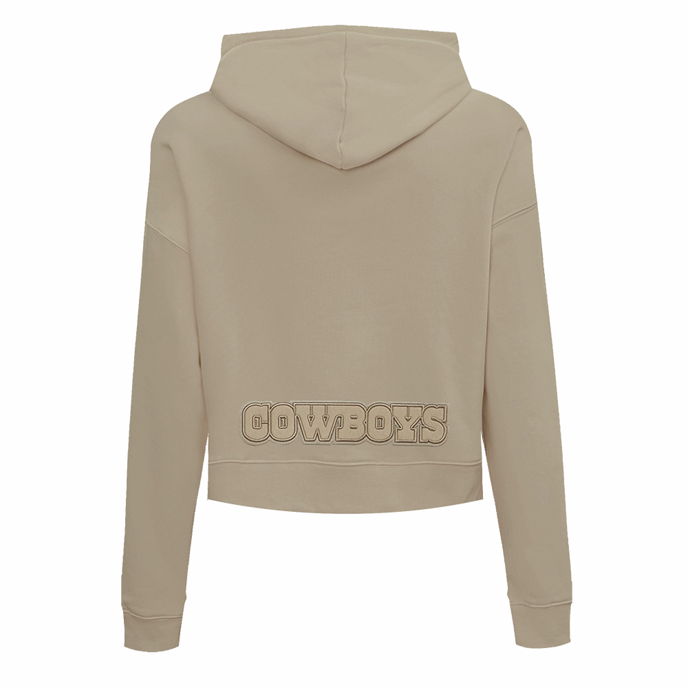 NFL DALLAS COWBOYS NEUTRAL CROPPED WOMEN'S PULLOVER HOODIE (TAUPE)