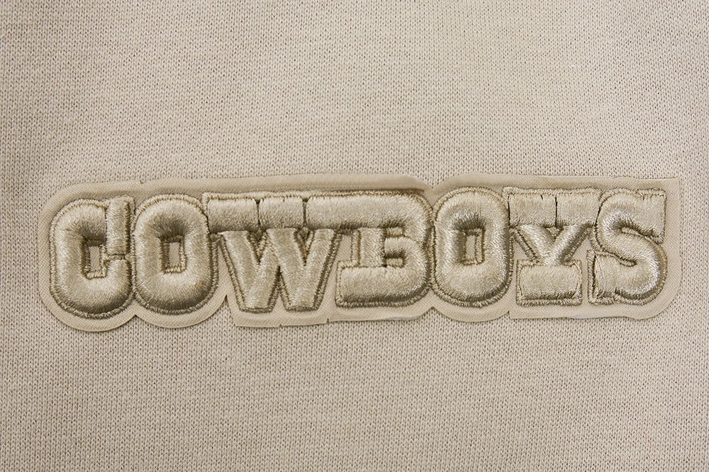 NFL DALLAS COWBOYS NEUTRAL DROP SHOULDER FLEECE PULLOVER HOODIE (TAUPE)
