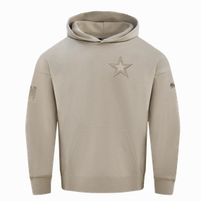 NFL DALLAS COWBOYS NEUTRAL DROP SHOULDER FLEECE PULLOVER HOODIE (TAUPE)