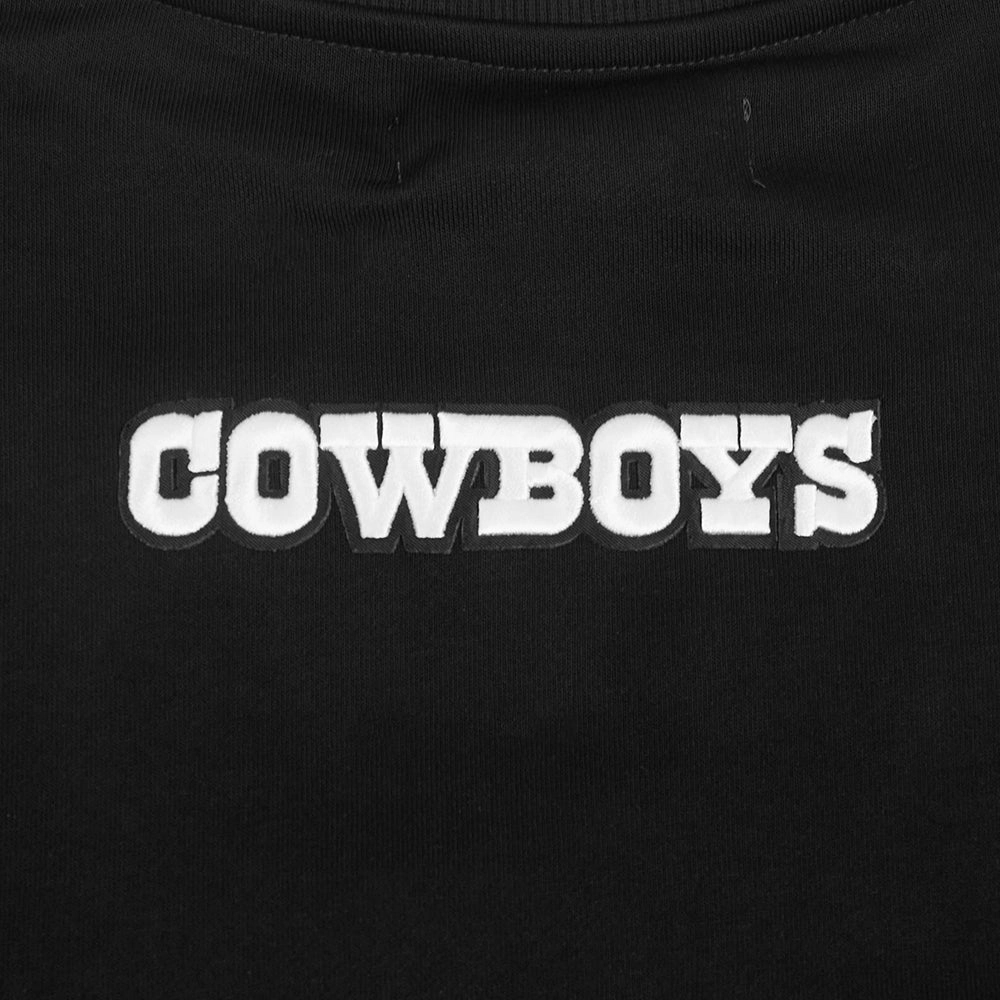 NFL DALLAS COWBOYS PEARLS WOMEN'S RIB FLEECE CREWNECK (BLACK)