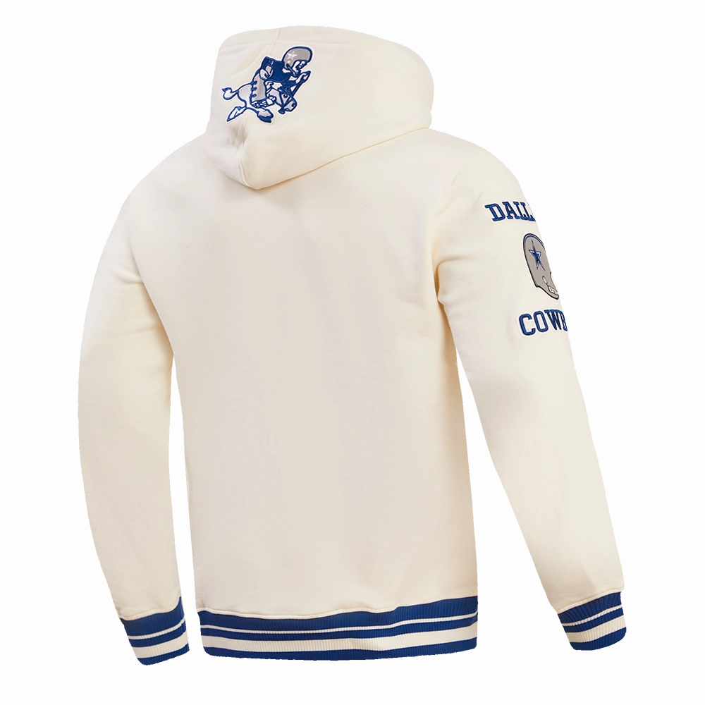 NFL DALLAS COWBOYS RETRO CLASSIC MEN'S PULLOVER HOODIE (EGGSHELL/DODGER BLUE)