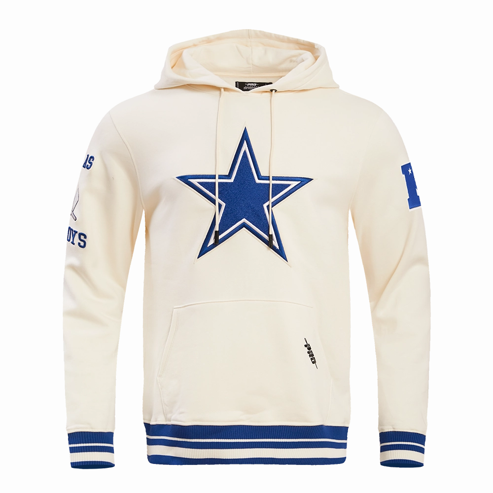 NFL DALLAS COWBOYS RETRO CLASSIC MEN'S PULLOVER HOODIE (EGGSHELL/DODGER BLUE)