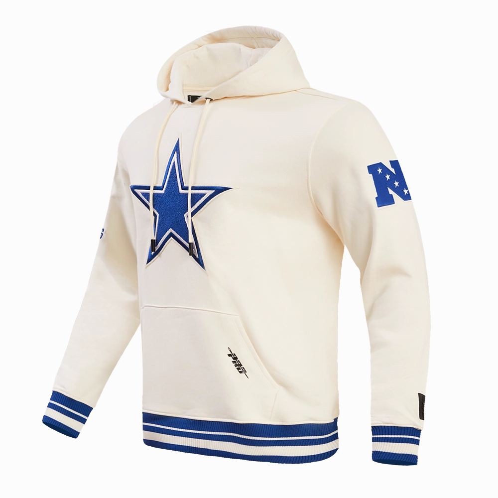NFL DALLAS COWBOYS RETRO CLASSIC MEN'S PULLOVER HOODIE (EGGSHELL/DODGER BLUE)