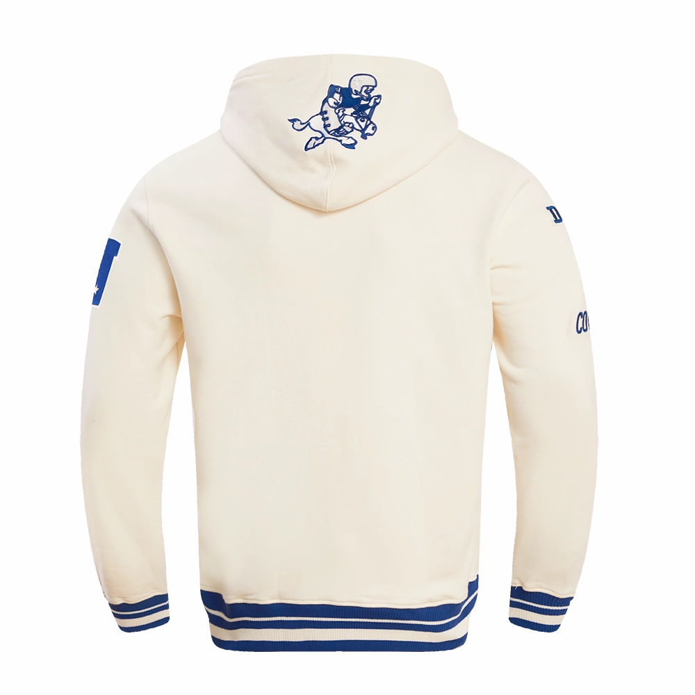 NFL DALLAS COWBOYS RETRO CLASSIC MEN'S PULLOVER HOODIE (EGGSHELL/DODGER BLUE)