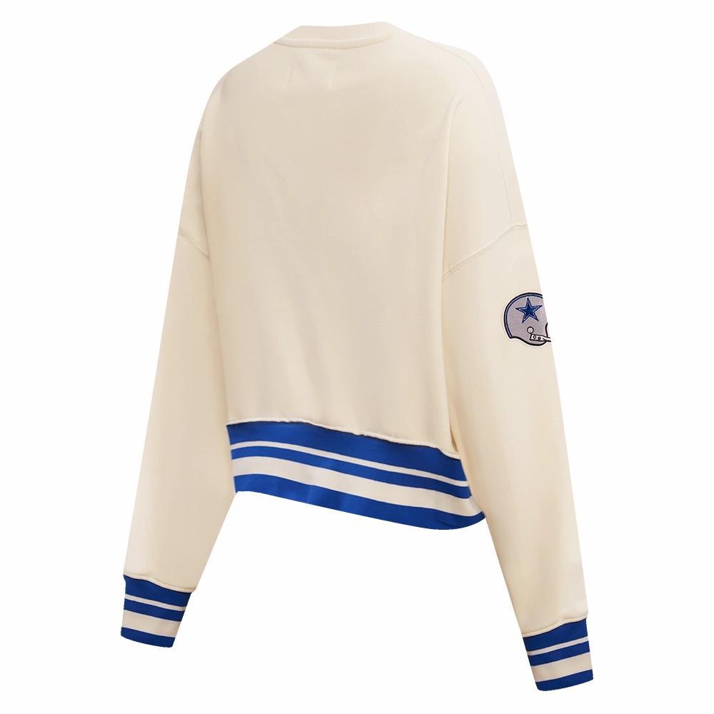 NFL DALLAS COWBOYS RETRO CLASSIC WOMEN'S CREWNECK (EGGSHELL/DODGER BLUE)