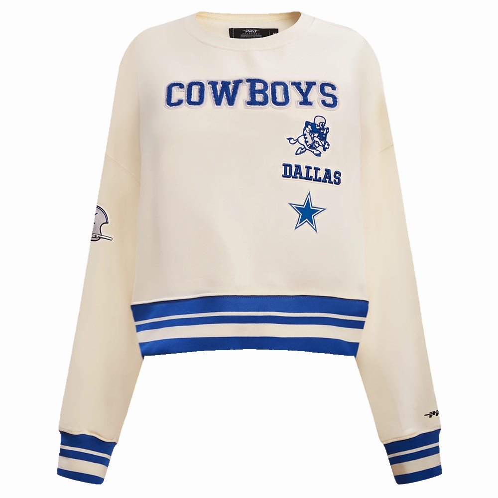 NFL DALLAS COWBOYS RETRO CLASSIC WOMEN'S CREWNECK (EGGSHELL/DODGER BLUE)