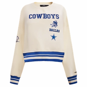 NFL DALLAS COWBOYS RETRO CLASSIC WOMEN'S CREWNECK (EGGSHELL/DODGER BLUE)