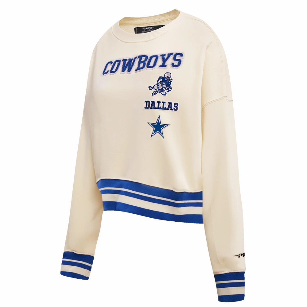 NFL DALLAS COWBOYS RETRO CLASSIC WOMEN'S CREWNECK (EGGSHELL/DODGER BLUE)