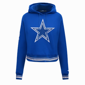 NFL DALLAS COWBOYS RETRO CLASSIC WOMEN'S CROPPED PULLOVER HOODIE (DODGER BLUE)