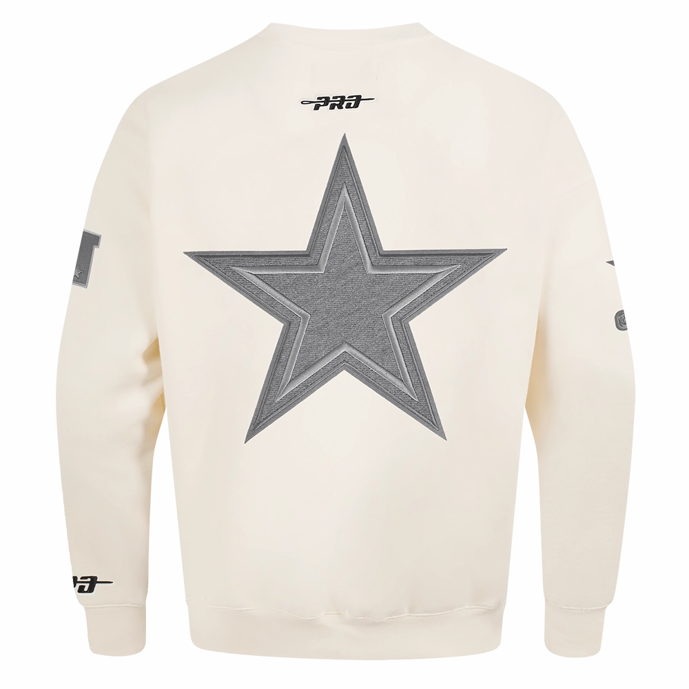 NFL DALLAS COWBOYS REVERSE FRENCH TERRY MEN'S DROP SHOULDER FLEECE CREWNECK (EGGSHELL)