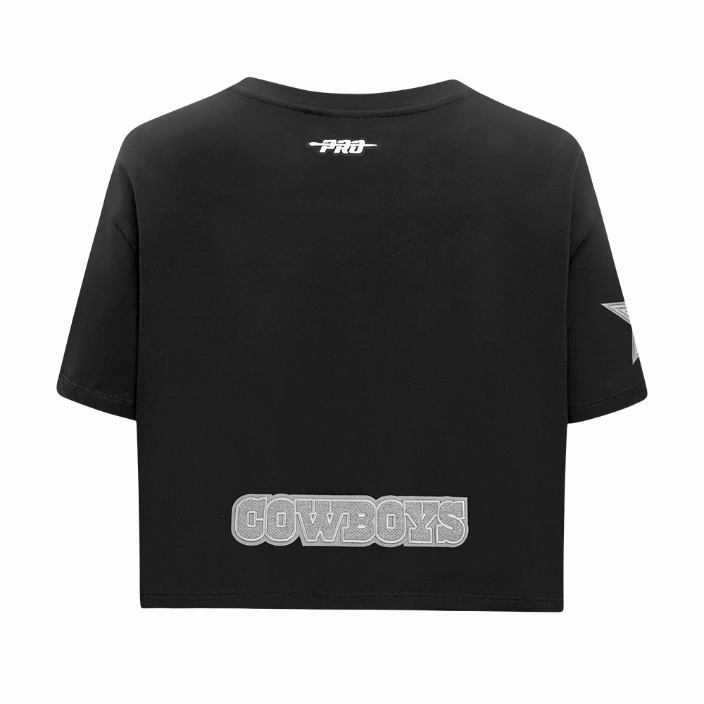 NFL DALLAS COWBOYS REVERSE FRENCH TERRY WOMEN'S SINGLE JERSEY BOXY TEE (BLACK)