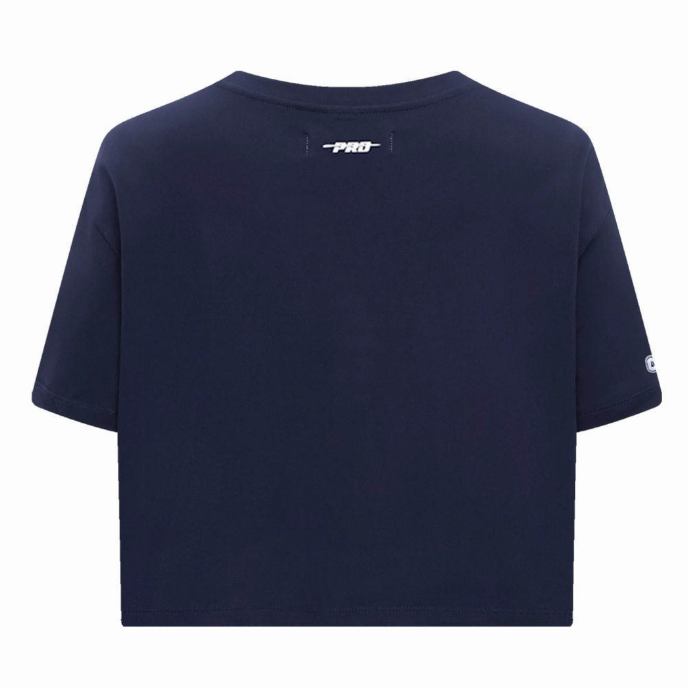 NFL DALLAS COWBOYS SCRIPT TAIL WOMEN'S SINGLE JERSEY BOXY TEE (MIDNIGHT NAVY)