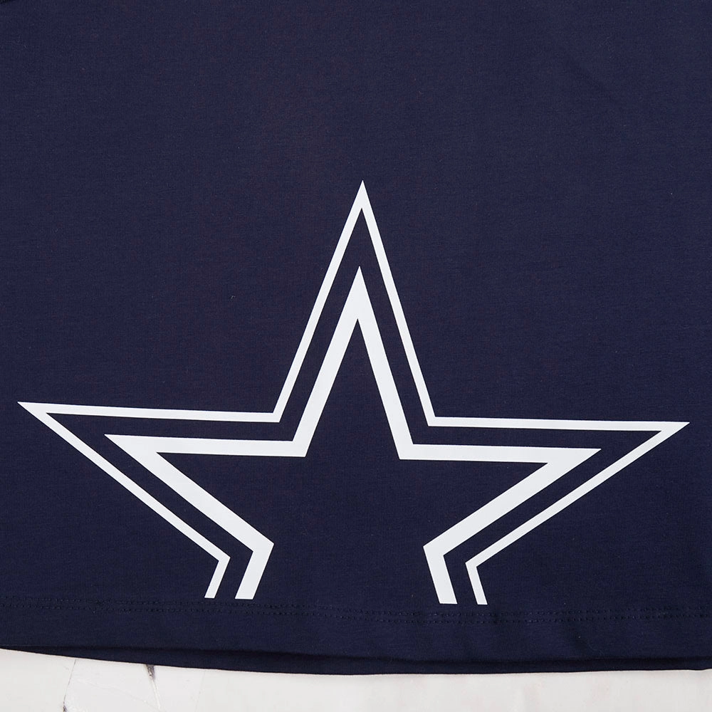 NFL DALLAS COWBOYS SHEER INFLUENCE WOMEN'S SHEER BOXY TEE (MIDNIGHT NAVY)
