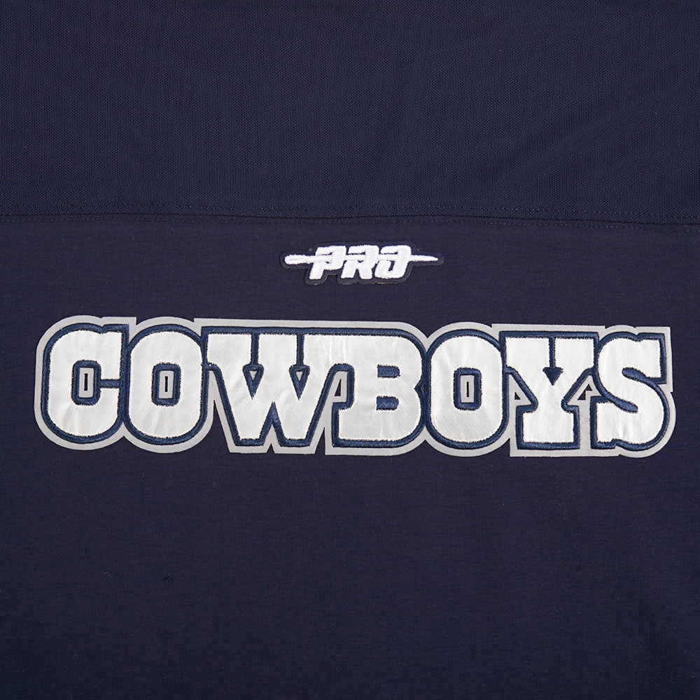 NFL DALLAS COWBOYS SHEER INFLUENCE WOMEN'S SHEER BOXY TEE (MIDNIGHT NAVY)