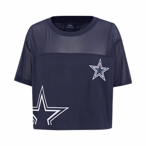 NFL DALLAS COWBOYS SHEER INFLUENCE WOMEN'S SHEER BOXY TEE (MIDNIGHT NAVY)
