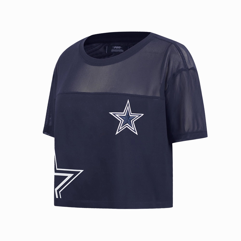 NFL DALLAS COWBOYS SHEER INFLUENCE WOMEN'S SHEER BOXY TEE (MIDNIGHT NAVY)