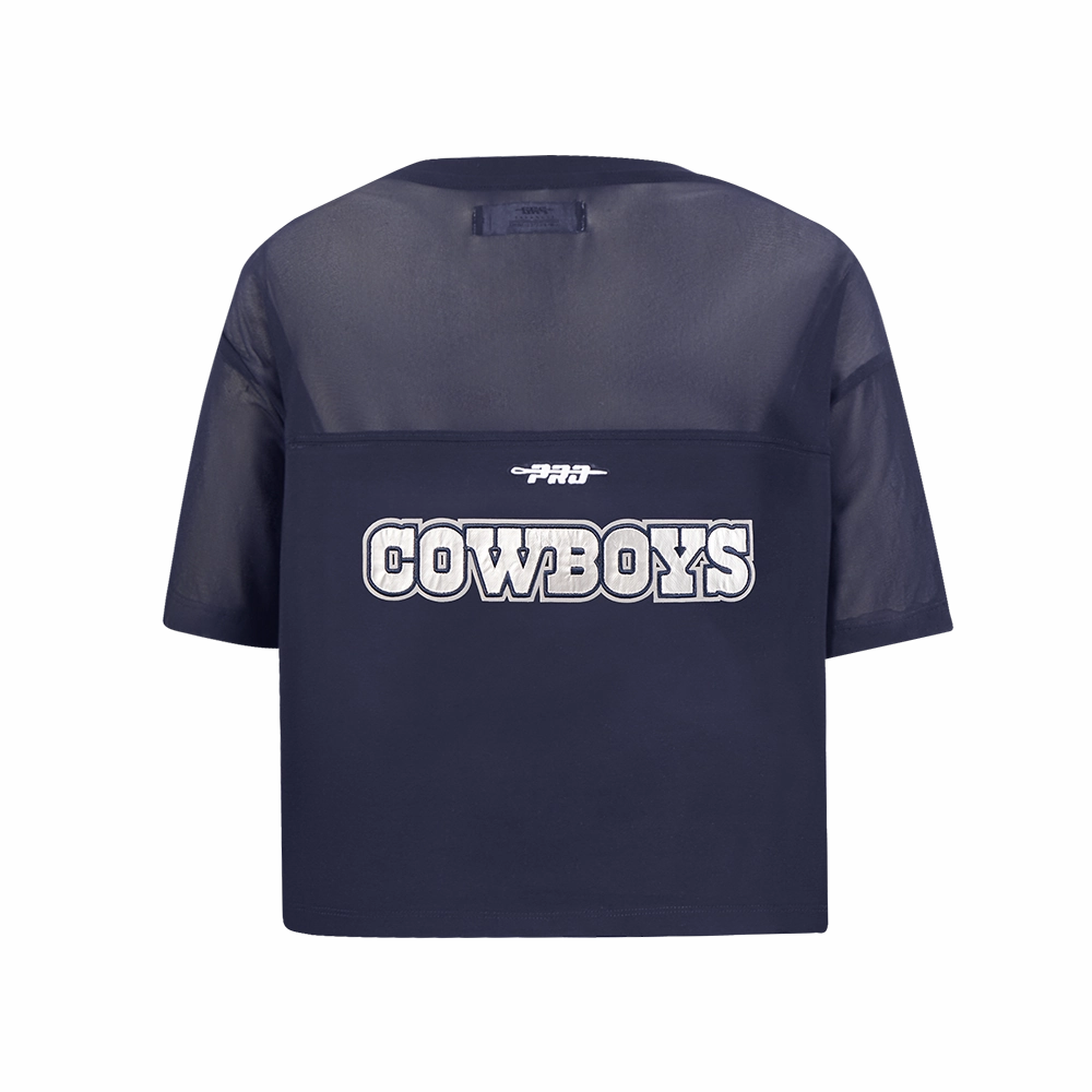 NFL DALLAS COWBOYS SHEER INFLUENCE WOMEN'S SHEER BOXY TEE (MIDNIGHT NAVY)