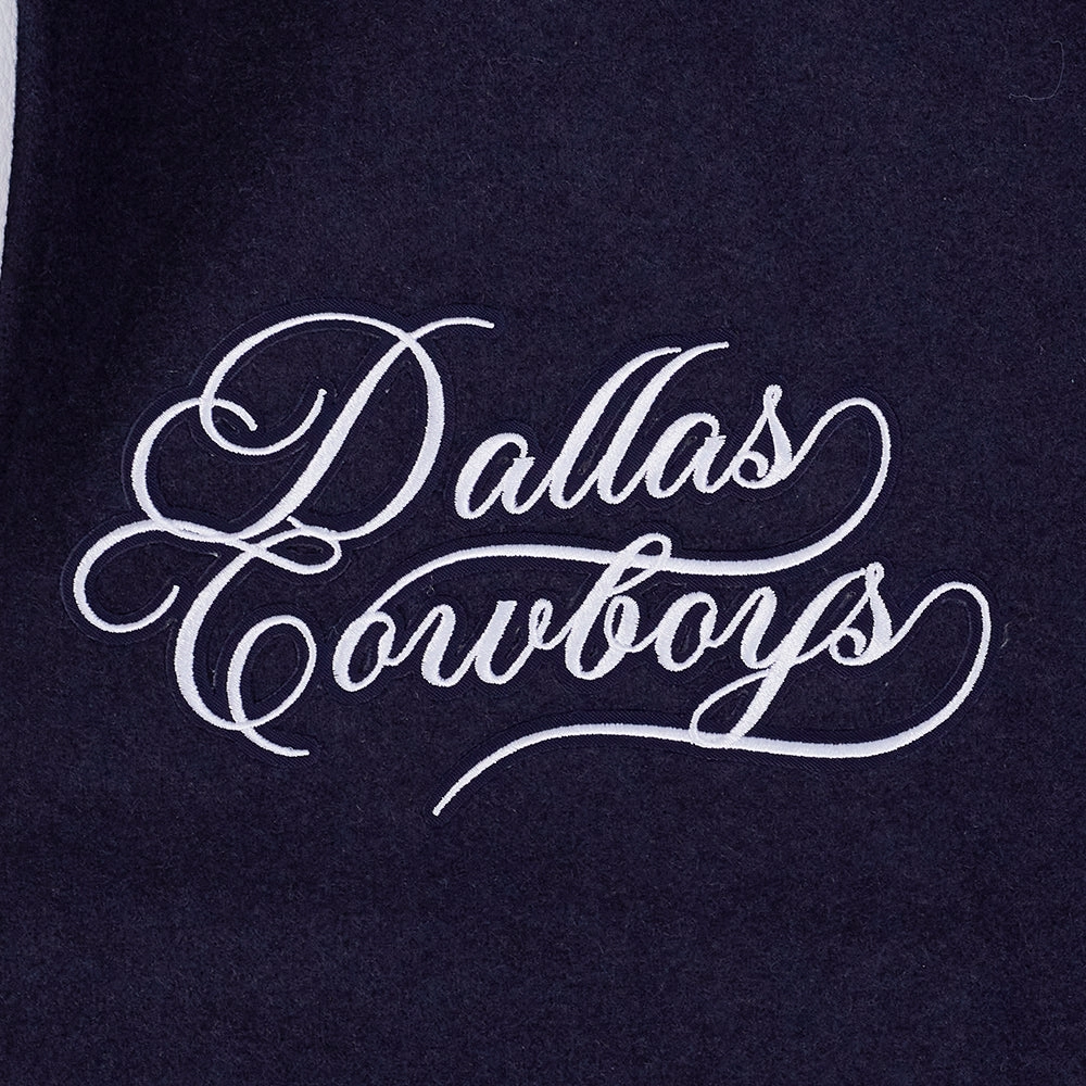NFL DALLAS COWBOYS SUGAR SKULL MEN'S RIB WOOL VARSITY JACKET (MIDNIGHT NAVY/WHITE)