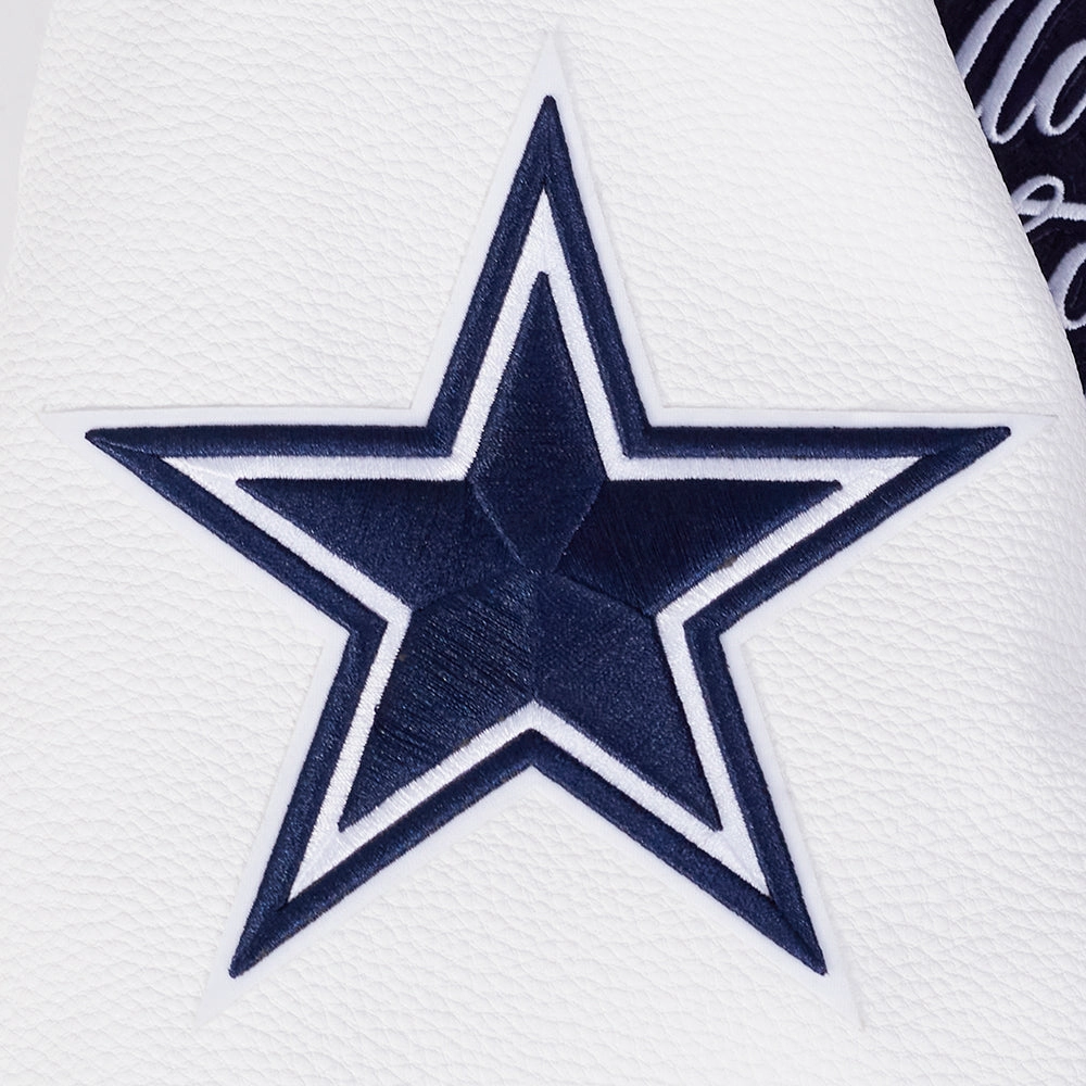 NFL DALLAS COWBOYS SUGAR SKULL MEN'S RIB WOOL VARSITY JACKET (MIDNIGHT NAVY/WHITE)