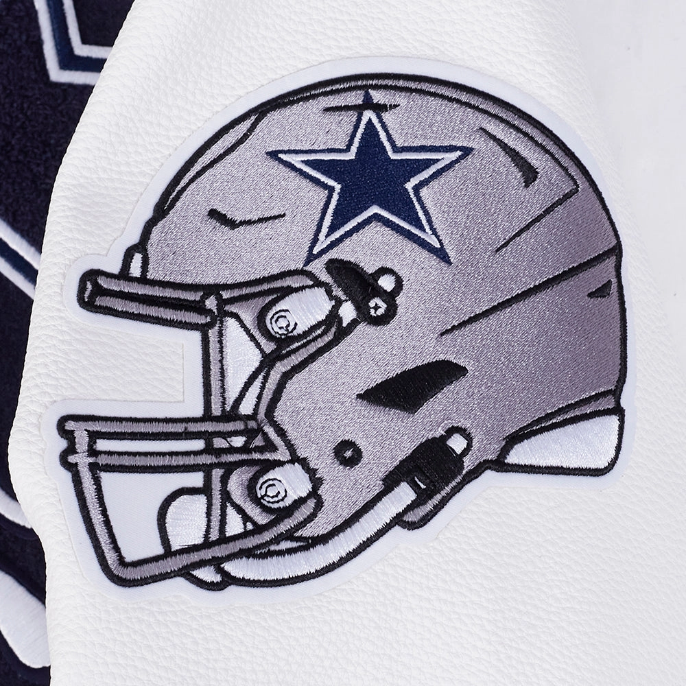 NFL DALLAS COWBOYS SUGAR SKULL MEN'S RIB WOOL VARSITY JACKET (MIDNIGHT NAVY/WHITE)