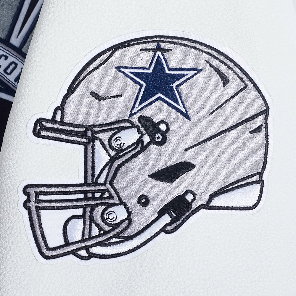 NFL DALLAS COWBOYS TEAM PENNANTS MEN'S RIB WOOL VARSITY JACKET (MIDNIGHT NAVY/WHITE)