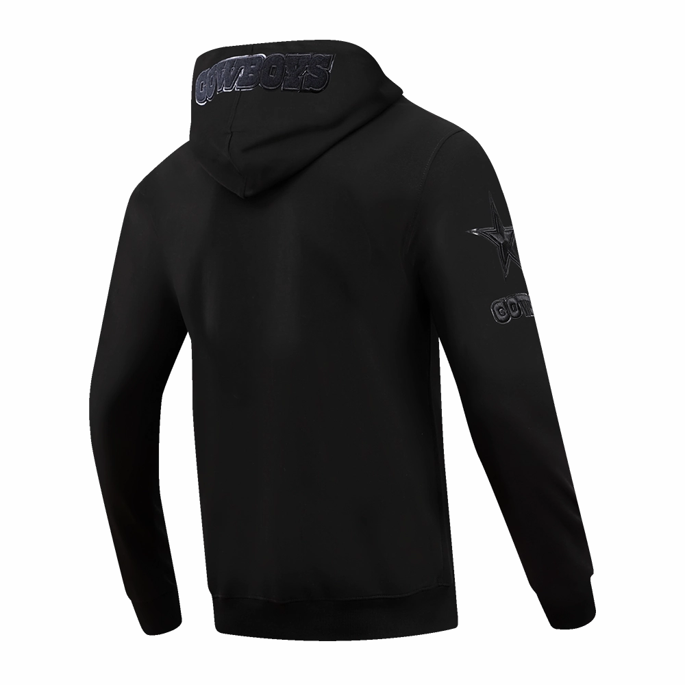 NFL DALLAS COWBOYS TRIPLE BLACK MEN'S FULL ZIP HOODIE  (BLACK)
