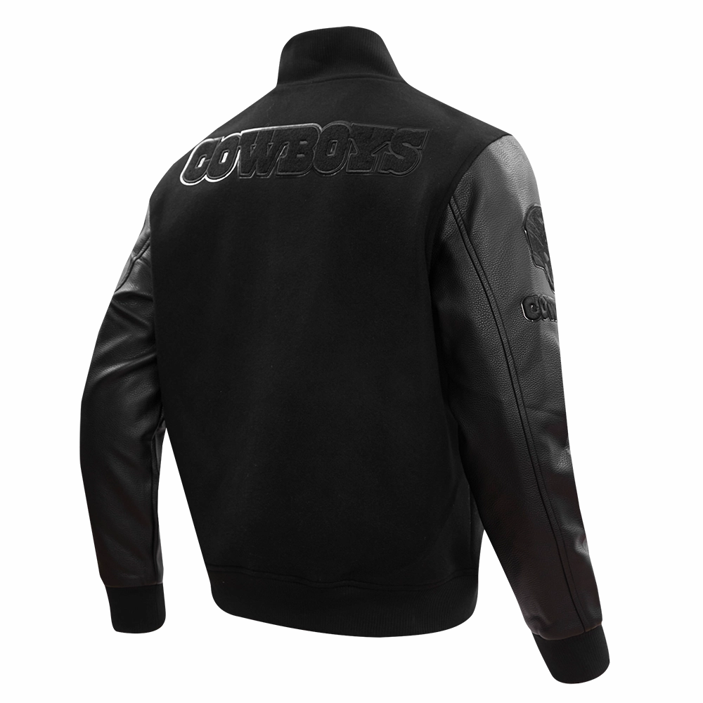NFL DALLAS COWBOYS TRIPLE BLACK WOOL MEN'S VARSITY JACKET (BLACK)