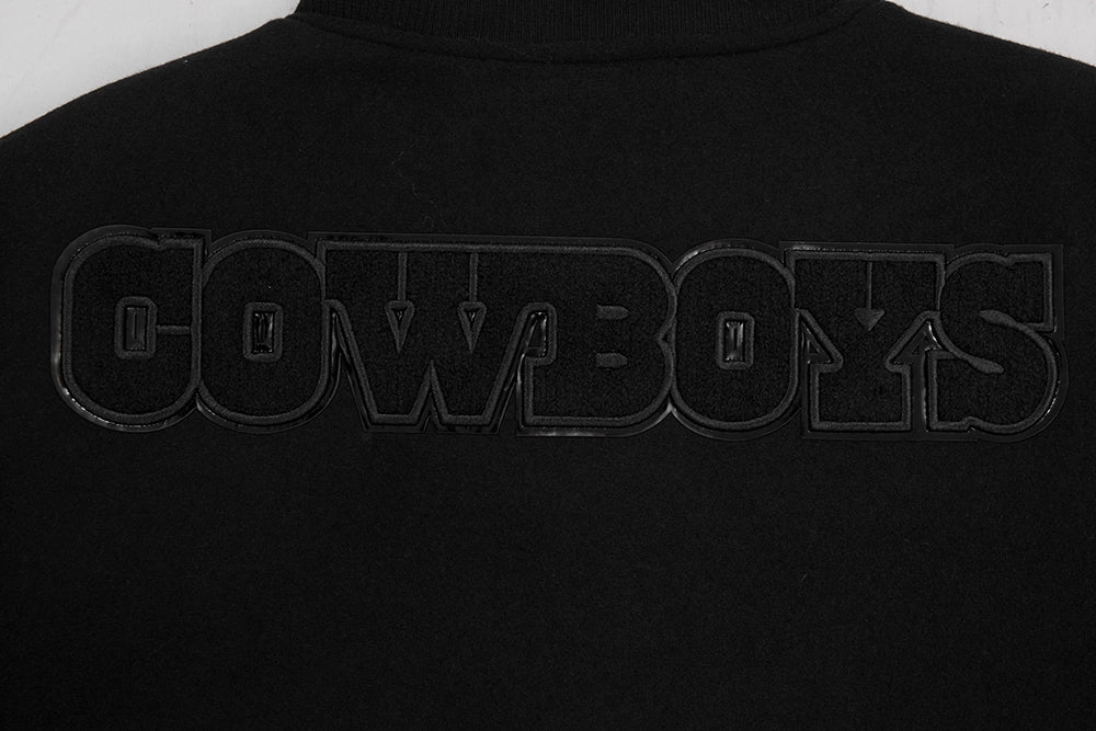 NFL DALLAS COWBOYS TRIPLE BLACK WOOL MEN'S VARSITY JACKET (BLACK)
