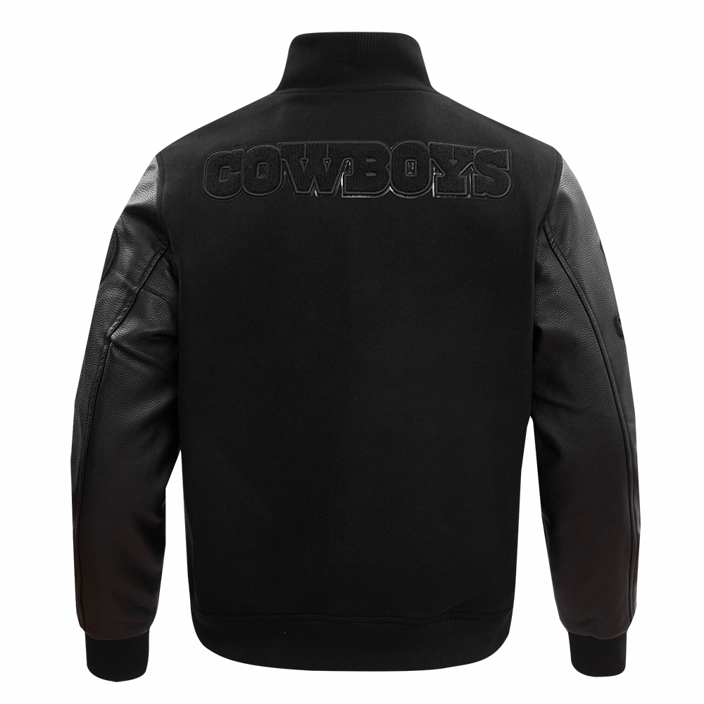 NFL DALLAS COWBOYS TRIPLE BLACK WOOL MEN'S VARSITY JACKET (BLACK)