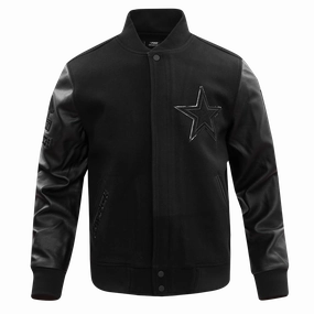 NFL DALLAS COWBOYS TRIPLE BLACK WOOL MEN'S VARSITY JACKET (BLACK)