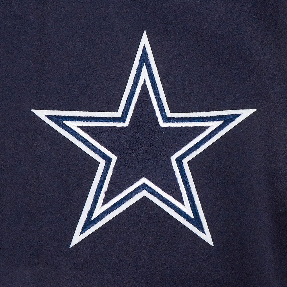 NFL DALLAS COWBOYS TURN IT UP MEN'S RIB WOOL VARSITY JACKET (MIDNIGHT NAVY/WHITE)