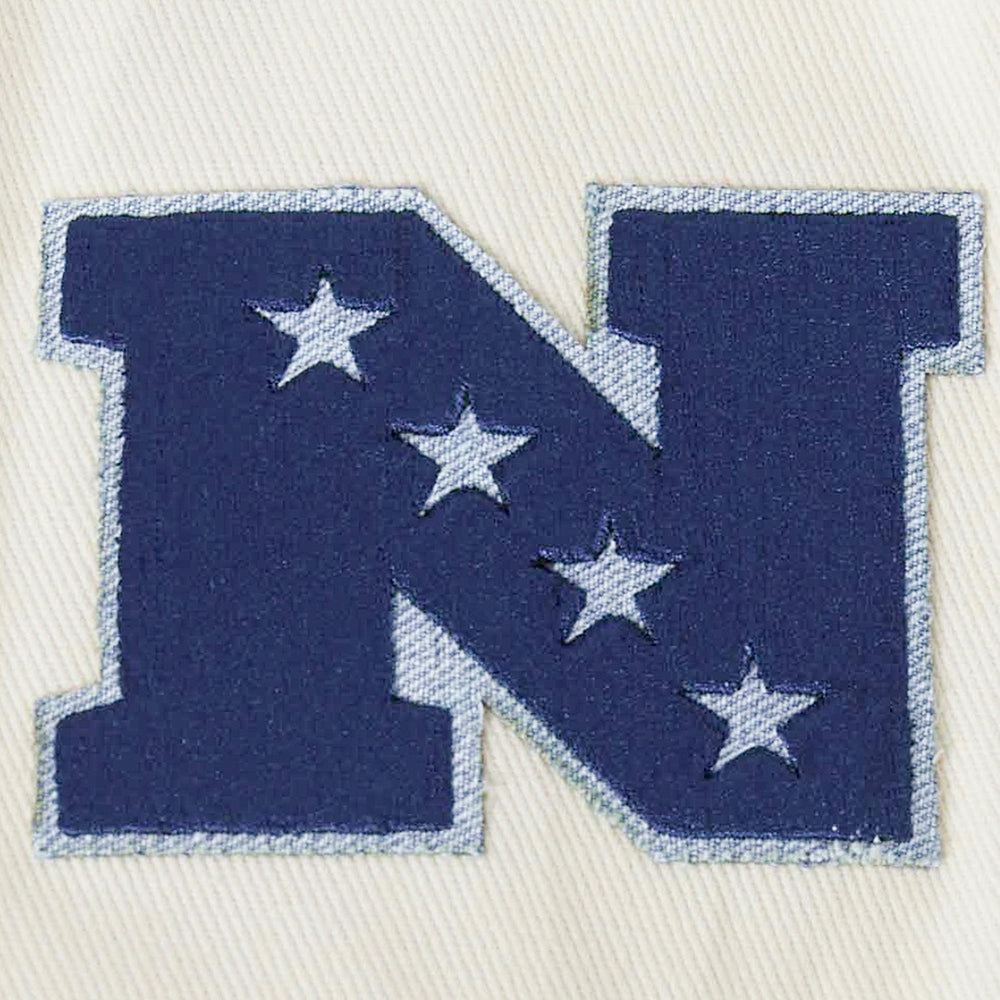 NFL DALLAS COWBOYS VARSITY BLUES MEN'S DENIM VARSITY JACKET (DENIM/LINEN)