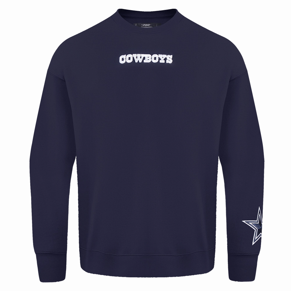 NFL DALLAS COWBOYS WINGSPAN MEN'S DROP SHOULDER FLEECE CREWNECK (MIDNIGHT NAVY)
