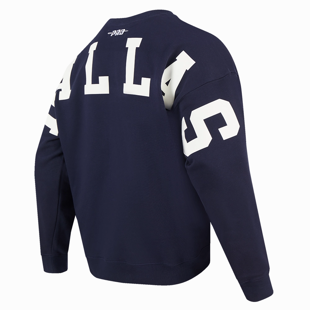 NFL DALLAS COWBOYS WINGSPAN MEN'S DROP SHOULDER FLEECE CREWNECK (MIDNIGHT NAVY)