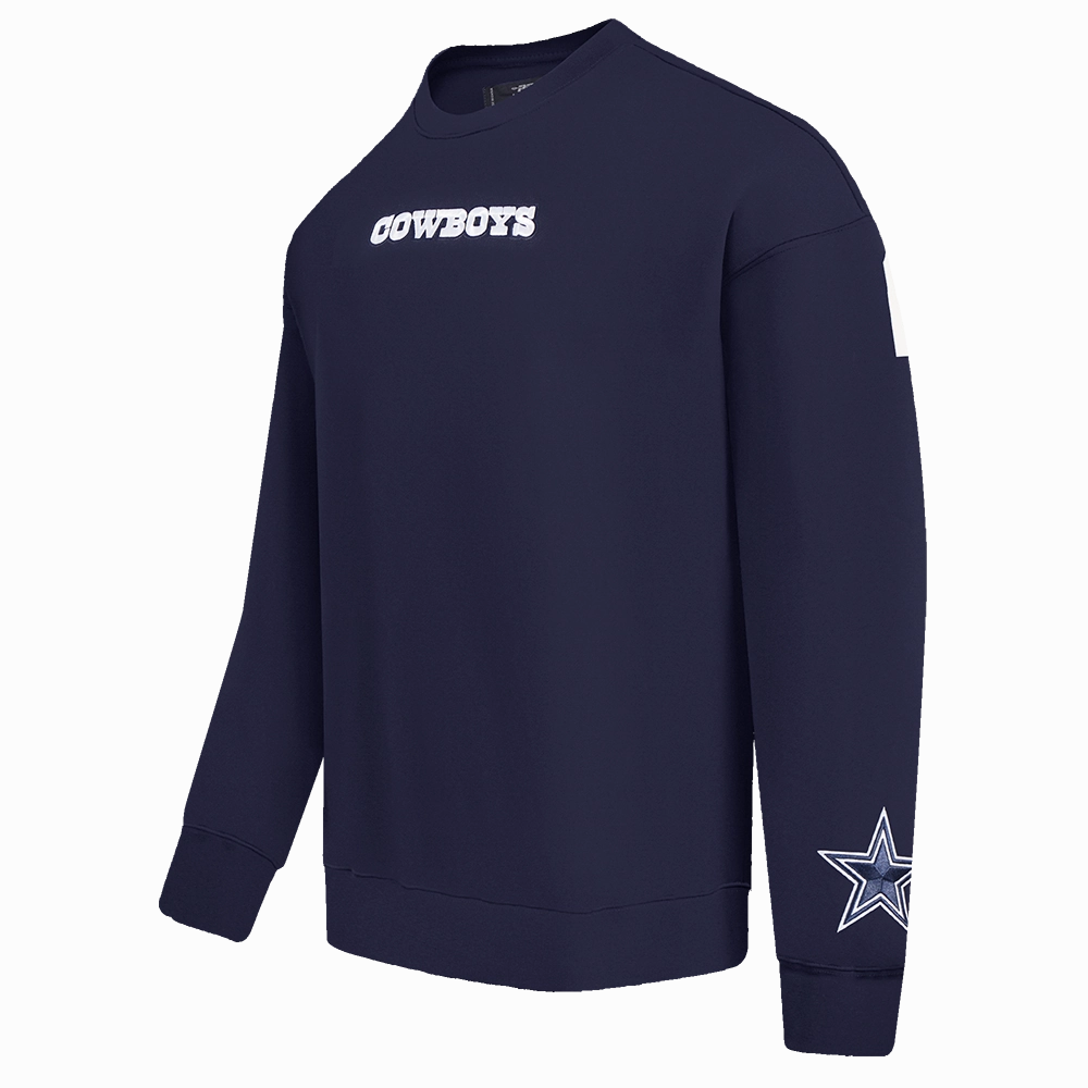 NFL DALLAS COWBOYS WINGSPAN MEN'S DROP SHOULDER FLEECE CREWNECK (MIDNIGHT NAVY)