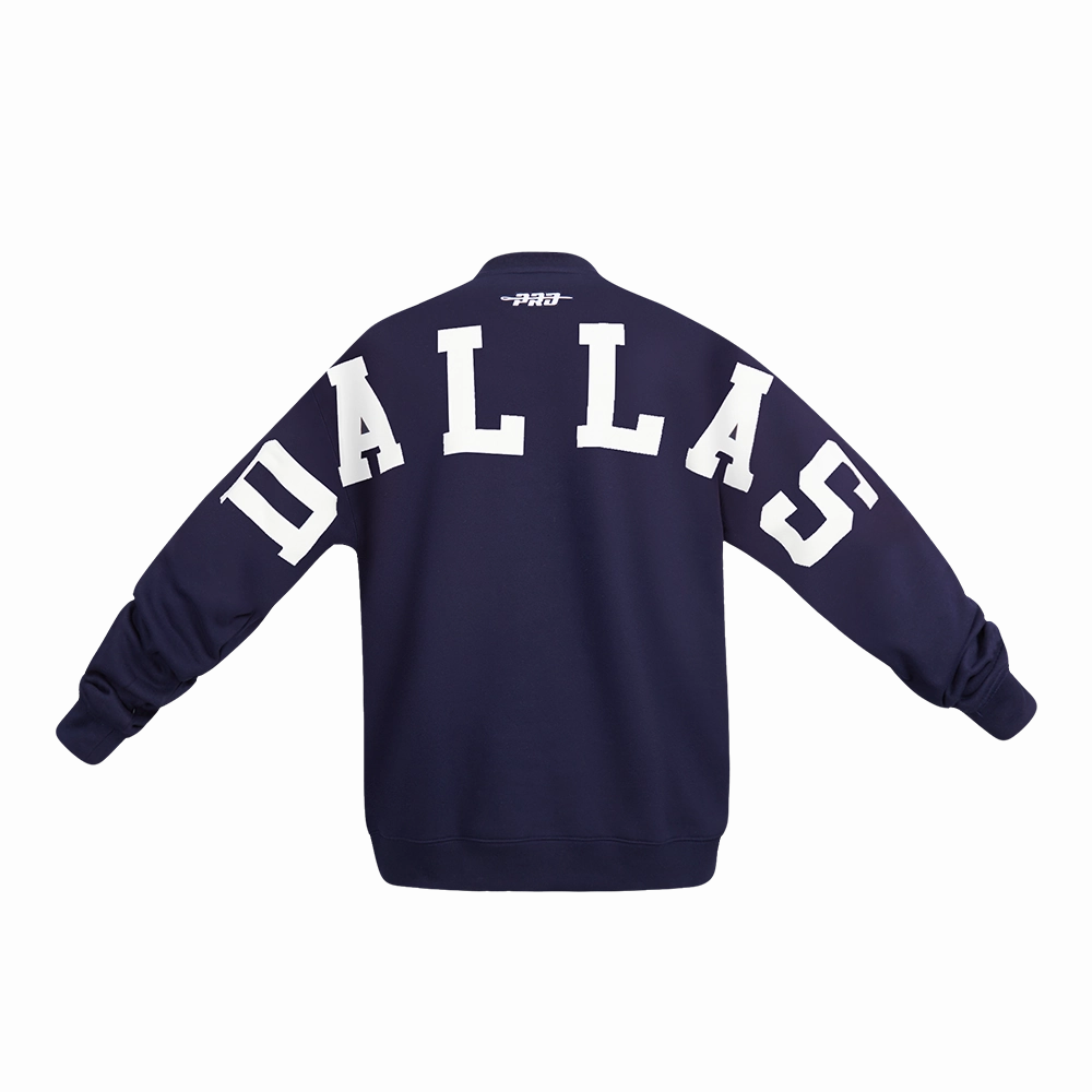 NFL DALLAS COWBOYS WINGSPAN MEN'S DROP SHOULDER FLEECE CREWNECK (MIDNIGHT NAVY)