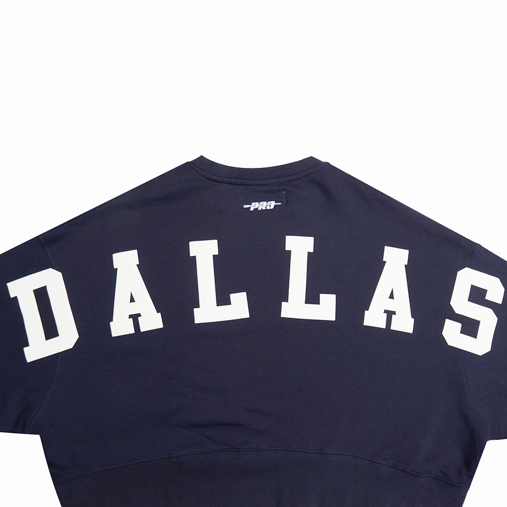NFL DALLAS COWBOYS WINGSPAN WOMEN'S FLEECE CREWNECK (MIDNIGHT NAVY)
