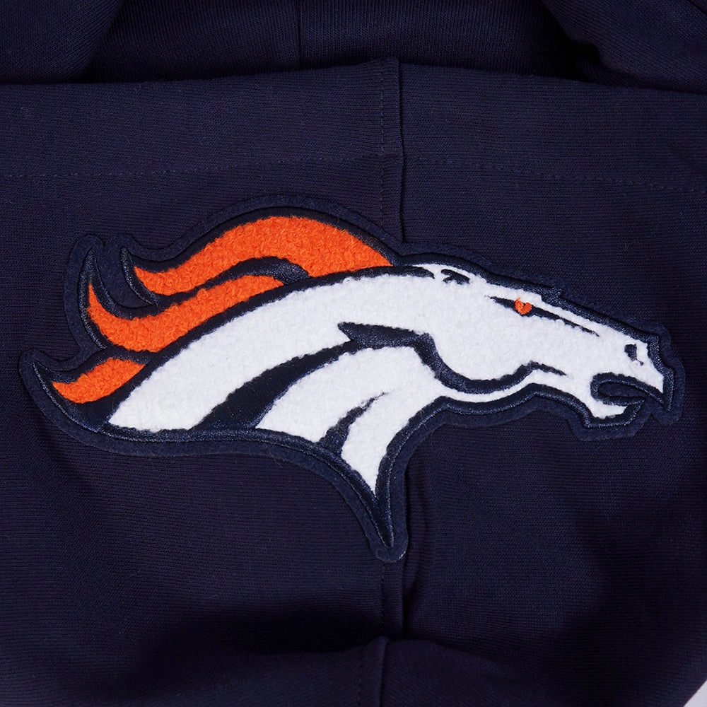 NFL DENVER BRONCOS MASHUP MEN'S RIB PULLOVER HOODIE (MIDNIGHT NAVY/ORANGE/MIDNIGHT NAVY)