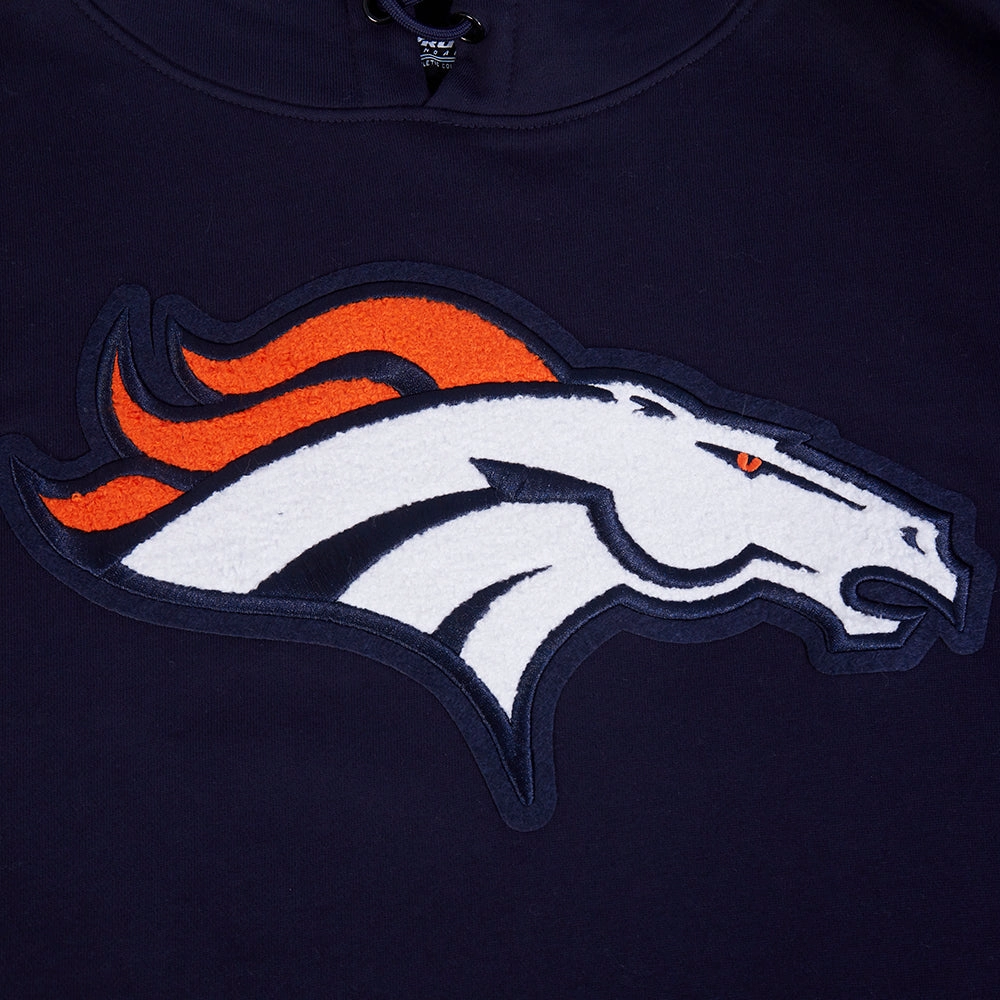 NFL DENVER BRONCOS MASHUP MEN'S RIB PULLOVER HOODIE (MIDNIGHT NAVY/ORANGE/MIDNIGHT NAVY)