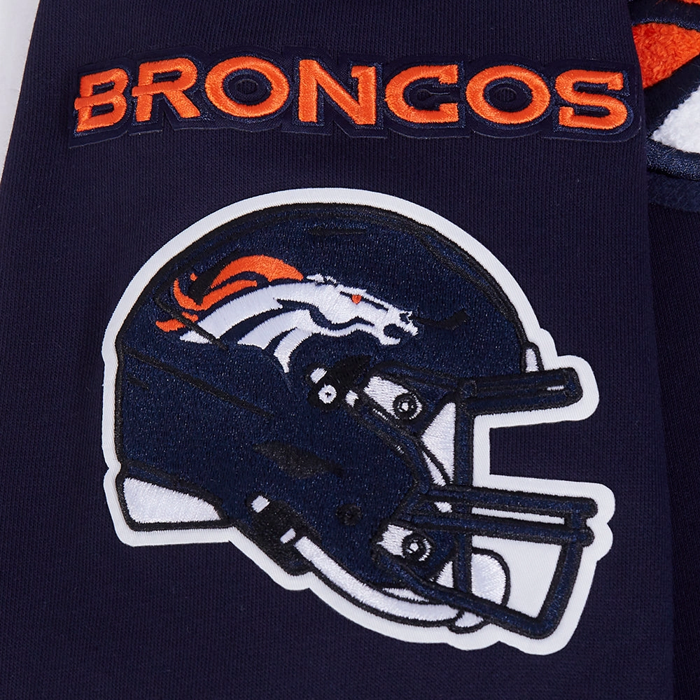 NFL DENVER BRONCOS MASHUP MEN'S RIB PULLOVER HOODIE (MIDNIGHT NAVY/ORANGE/MIDNIGHT NAVY)